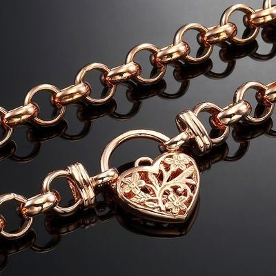 18ct Heavy Rose Gold Plated Belcher Chain Necklace with a Filigree Locket - USA Made-3